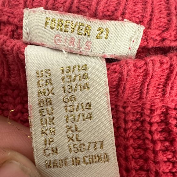 Forever 21 Girls Red Knit Sweater Long Sleeve Lace-Up Sides Size L - Picture 4 of 5
